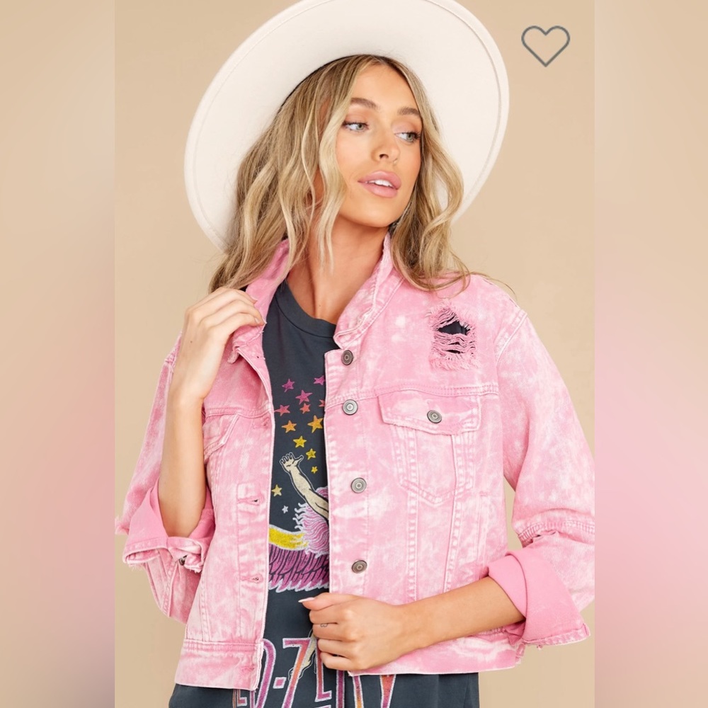 Size small distressed hot pink jean jacket - NWT!!
